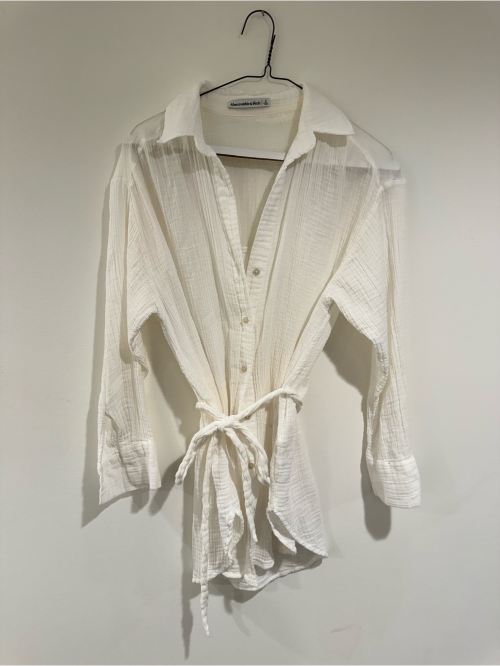 Abercrombie & Fitch White Gauze Tie-Waist Cover Up
